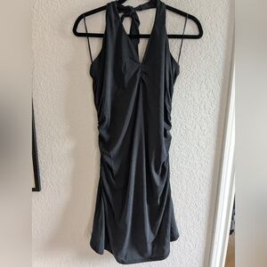 NWT Anthropologie Celadine Active Dress XL Black Silky Feel Halter Elastic Back